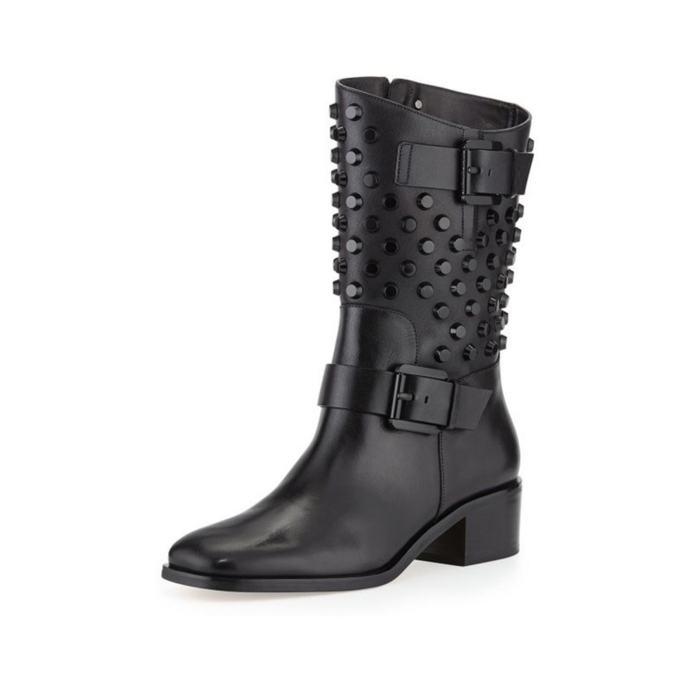Michael Kors Black Moto Boots with studs Sz 8